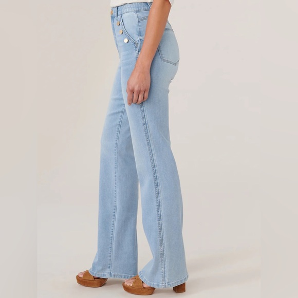 Democracy "Ab"solution® Skyrise Long Flare Jean with Angled Button-Lined Pockets - Picture 3 of 5